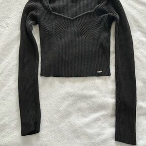 Black Ribbed Knit fitted cups top